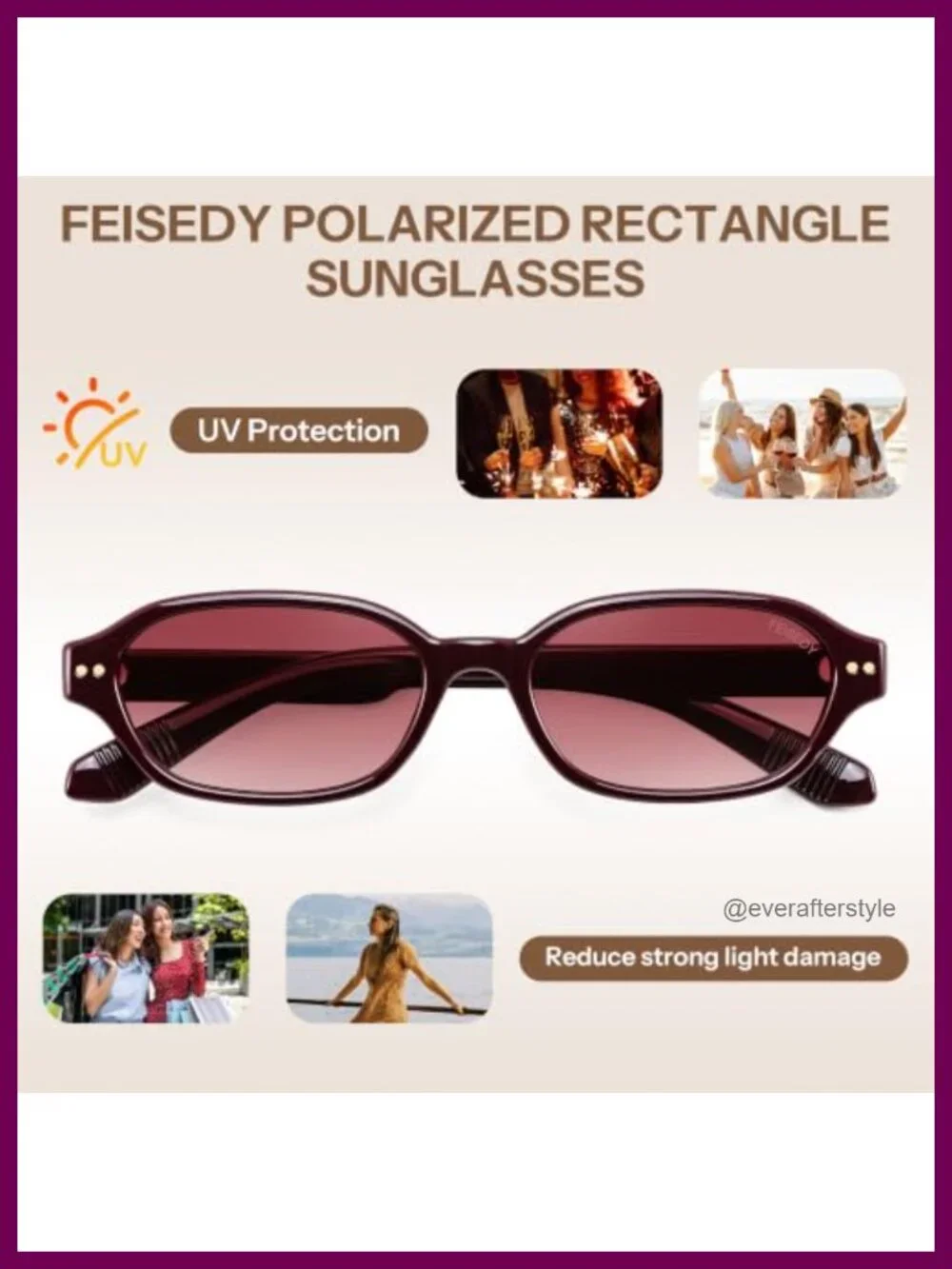 Retro Polarized Rectangle Sunglasses for Women Men Y2K 90s UV400